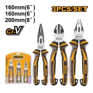 Bộ 3 kềm răng, cắt, nhọn thép CRV Ingco HKPS28318 Chính Hãng