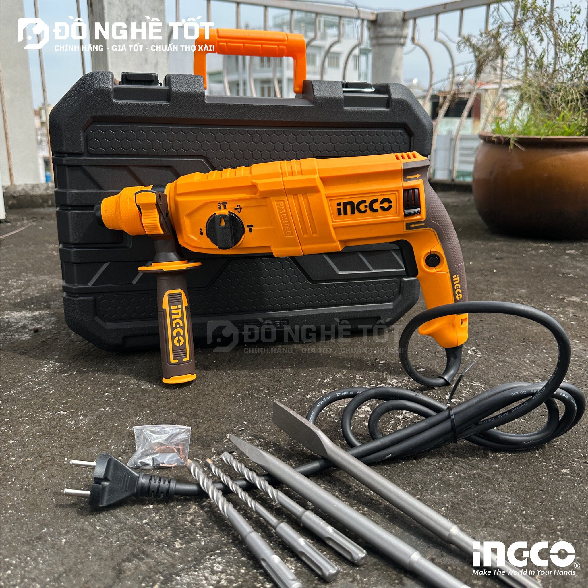 Thanh Lý Máy khoan bê tông 800W Đã cắt dây để kiểm định, Ingco RGH9028 Chính Hãng 10 May khoan be tong 800W Ingco RGH9028 02