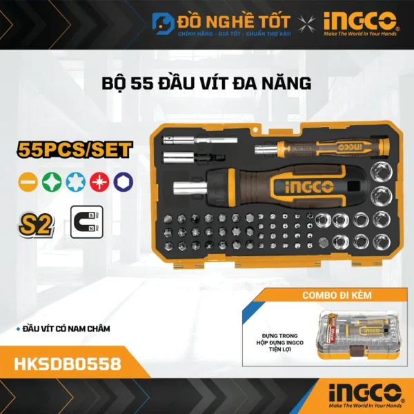 Bộ 55 đầu vít đa năng Ingco HKSDB0558 Chính Hãng 1
