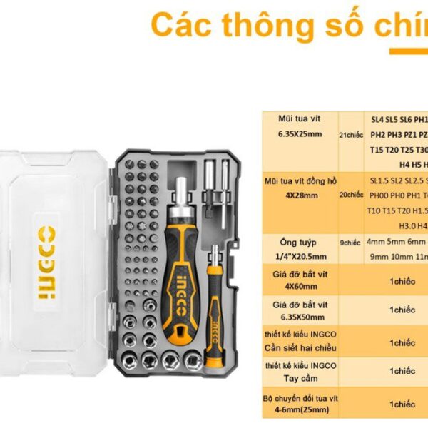 55 chi tiết đầu vít đa năng ingco