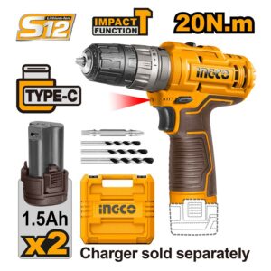 Máy khoan pin 12V Type-C Ingco CIDLI12202 Có Búa Chính Hãng