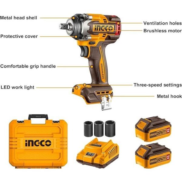 Máy siết bu lông pin 500Nm Ingco CIWLI2050 Mạnh Mẽ 1