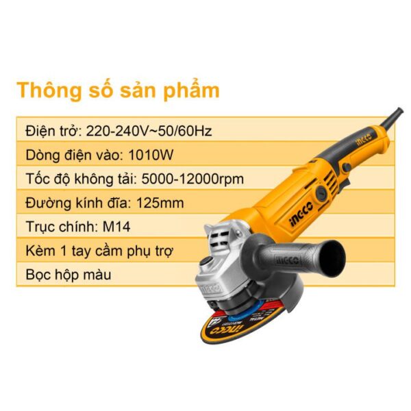 Máy mài góc 1010W 125mm Ingco AG10108-5 Chính Hãng 1
