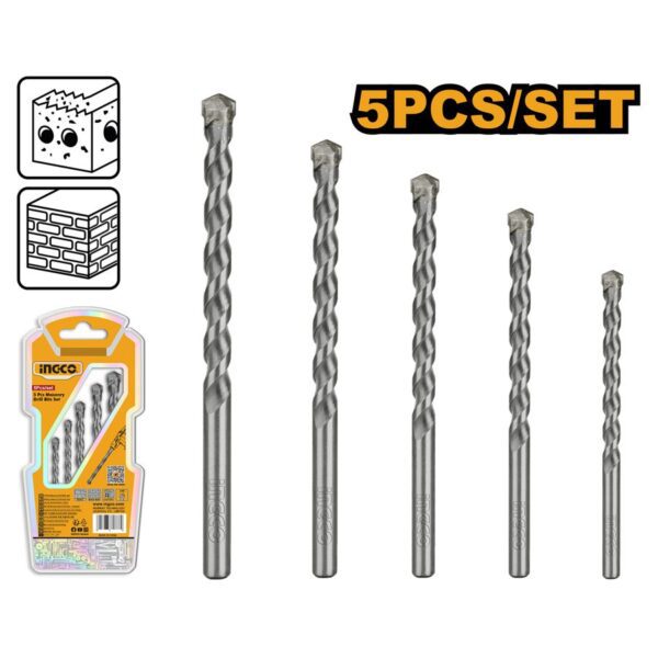 Bộ 5 mũi khoan bê tông đuôi trơn Ingco AKDB3055 Chính Hãng 3