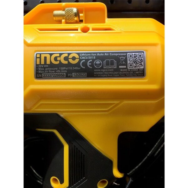 Dụng cụ bơm lốp xe 20V Ingco CACLI2018 Chính Hãng, Giá Rẻ 7 Dụng cụ bơm lốp xe 20V Ingco CACLI2018 Chính Hãng, Giá Rẻ 3