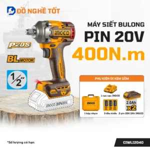 Máy siết bulông pin 20V 400Nm Ingco CIWLI2040 Mạnh Mẽ