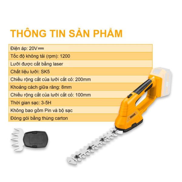 Máy cắt tỉa hàng rào 20V Ingco CSTLI2001 Chính Hãng 4