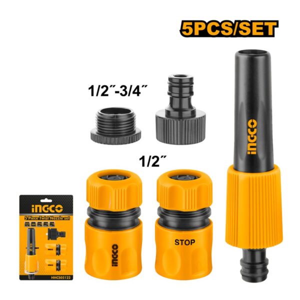 Bộ 5 đầu nối nhanh máy xịt rửa Ingco HHCS05122 Chính Hãng 2