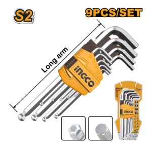 Bộ 9 chìa lục giác đầu tròn Ingco HHK12091 Chính Hãng 3