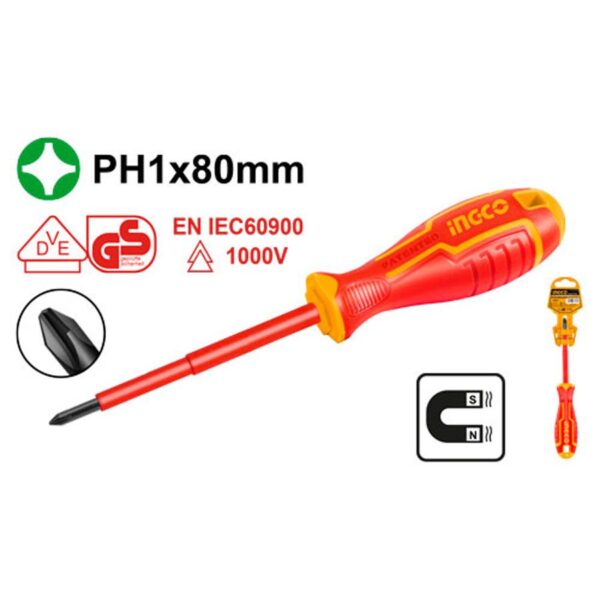 Tua vít bake cách điện PH1x80mm Ingco HISD81PH180 Chính Hãng 2