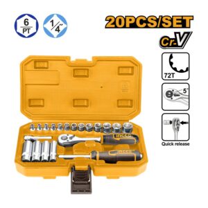 Bộ đầu tuýp 20 chi tiết 1/4" Ingco HKTS14201 Chính Hãng 3