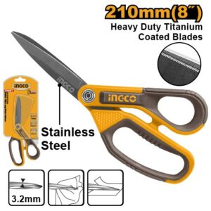 Kéo lưỡi dài 210mm Inox mạ Titan Ingco HSCRS812108 Chính Hãng
