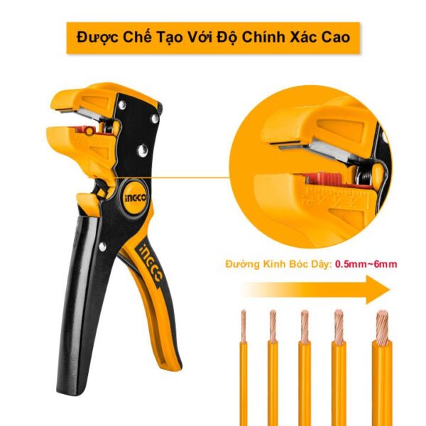 Kìm tuốt dây điện mỏ quạ Ingco HWSP15608 Chính Hãng 4
