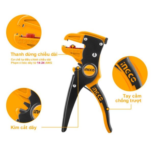 Kìm tuốt dây điện mỏ quạ BG Đồ Ng INGCO HWSP15608