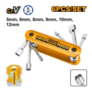 Bộ 6 đầu chìa mở đai ốc CrV Ingco HFND0601 Chính Hãng 4