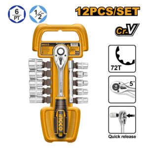 Bộ đầu tuýp 1/2" 12 chiếc Ingco HKTS12122 Chính Hãng 4