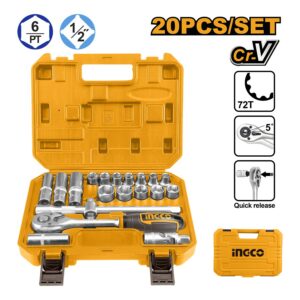 Bộ đầu tuýp cần siết 1/2" 20 chiếc Ingco HKTS12201 Chính Hãng 4