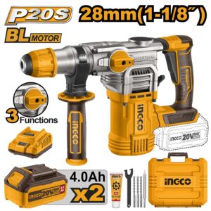 Máy khoan đục bê tông pin 20V Ingco CRHLI202882 Mạnh Mẽ (2 pin 4.0Ah)