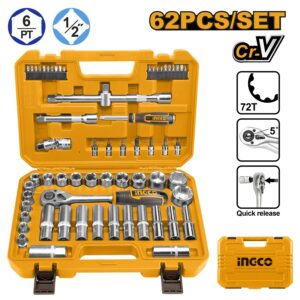 Bộ 62 đầu tuýp 1/2 inch Ingco HKTS12602 Chính Hãng