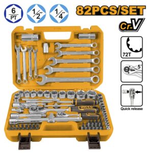 Bộ 82 đầu tuýp 1/4 và 1/2 inch Ingco HKTS42802 Chính Hãng