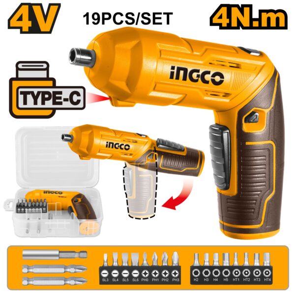 Máy siết vít pin 4V Ingco CSDLI0442 Chính Hãng, Sạc Type C