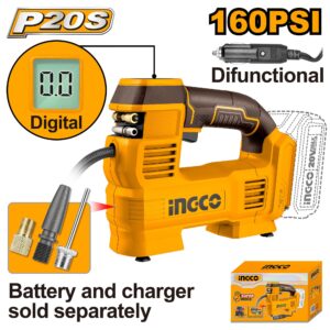Dụng cụ bơm lốp xe 20V Ingco CACLI2012 Chính Hãng, Giá Rẻ