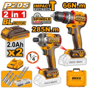 Bộ combo máy siết vít khoan pin 3 chức năng Ingco CKLI20277 Chính Hãng