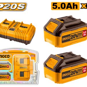 Bộ combo 2 pin 5.0Ah FBLI20031 + sạc 4.0A FCLI2034E Ingco Chính Hãng