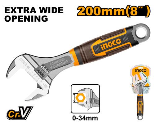 Mỏ lết thép CrV 200mm mở rộng 34mm Ingco HADW131088 Chính Hãng 1 Mỏ lết thép CrV 200mm mở rộng 34mm Ingco HADW131088 Chính Hãng