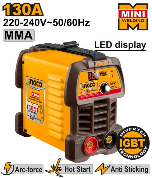 Máy hàn điện tử Inverter Ingco 130A ING-MMA13049 Chính Hãng 1 Máy hàn điện tử Inverter Ingco 130A ING-MMA13049 Chính Hãng