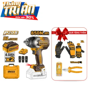 Siêu Ưu Đãi Máy vặn bu lông INGCO CIWLI2085 850Nm Không chổi than | Tặng HGMG02-XL + HDCP12160