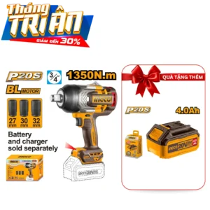 Siêu Ưu Đãi Thân Máy siết bu lông pin 20V 1350Nm INGCO CIWLI20135 Không chổi than | Tặng Pin 20V/4.Ah FBLI20021