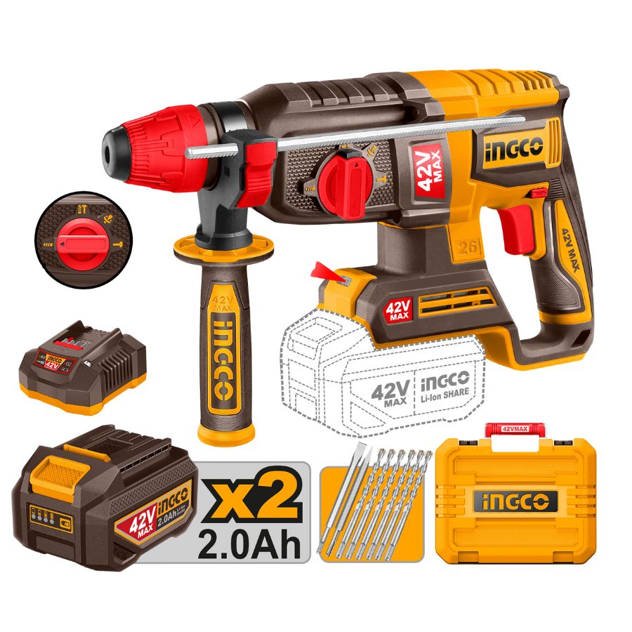 Máy khoan bê tông 42V 3 chức năng Ingco CRHLI422682 Chính Hãng 1 Máy khoan bê tông 42V 3 chức năng Ingco CRHLI422682 Chính Hãng 01