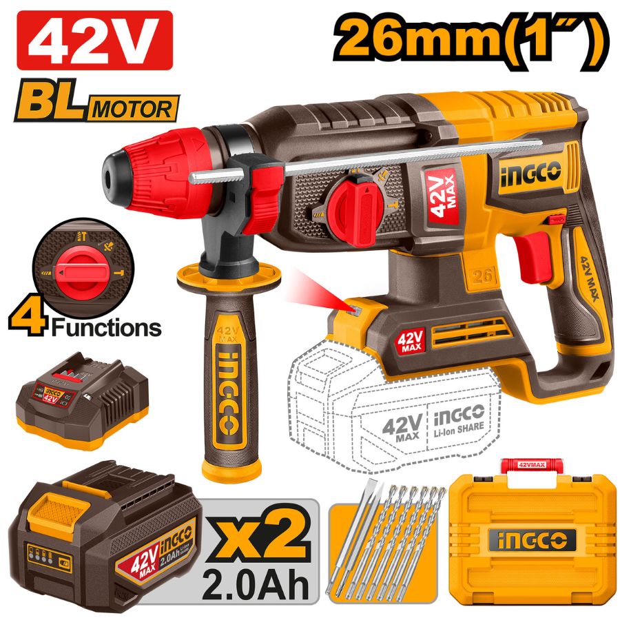 Máy khoan bê tông 42V 3 chức năng Ingco CRHLI422682 Chính Hãng 4 CRHLI422682 02