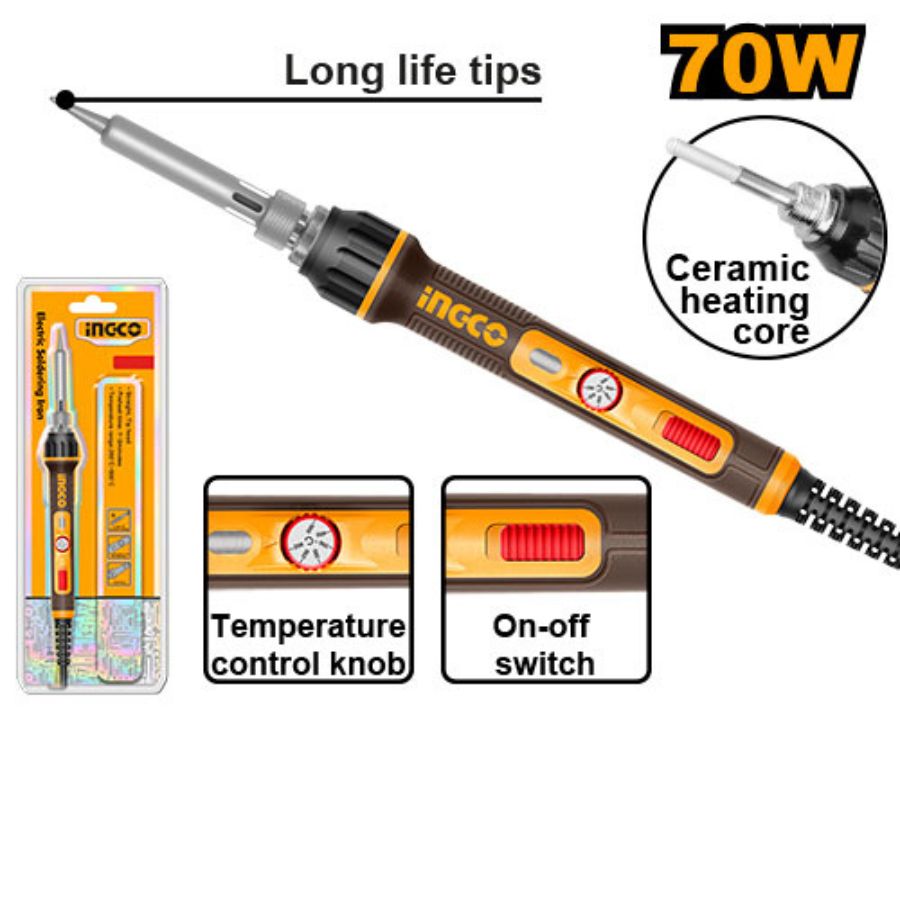 Mỏ hàn chì 70W Ingco SI01606 Có nút chỉnh nhiệt Chính Hãng 4 SI01606 02