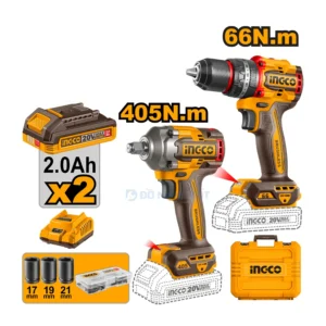 Bộ Combo Máy Khoan 66Nm Và Máy Siết Bu Lông Ingco 405Nm 20V 01
