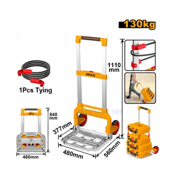 Xe Đẩy Hàng Gấp Gọn 130kg Ingco HHWB61201 Khung Nhôm Hợp Kim Siêu Bền 02
