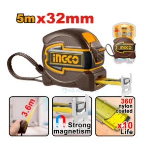 Thước Cuộn Thép Cao Cấp 5m X 32mm Ingco HSMT80532 In 2 Mặt Số Bọc Nylon 01
