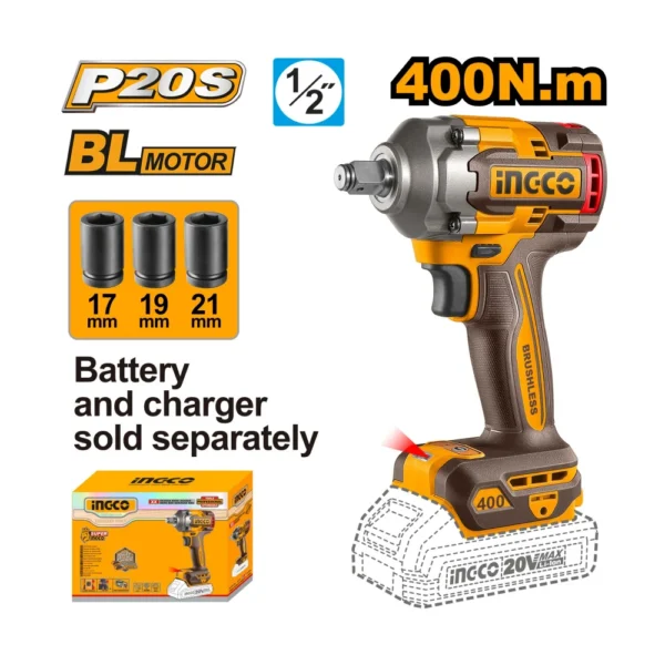 Thân Máy Siết Bu Lông Pin 20V 400Nm Ingco CIWLI2040, Giá Tốt 01