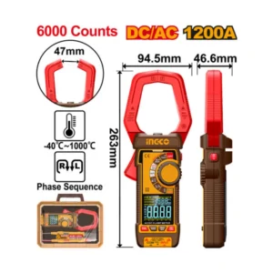 Ampe Kìm kỹ thuật số AC/DC 1000A-6000 số đếm Ingco DCM610002, Cao Cấp 01