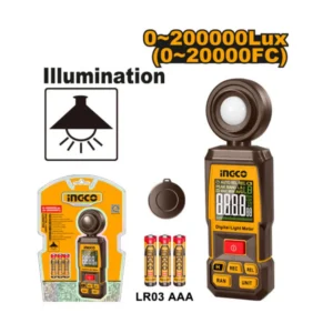 Máy Đo Cường Độ Ánh Sáng Lux 200.000 Lux Ingco HETLU031, Giá Tốt 01