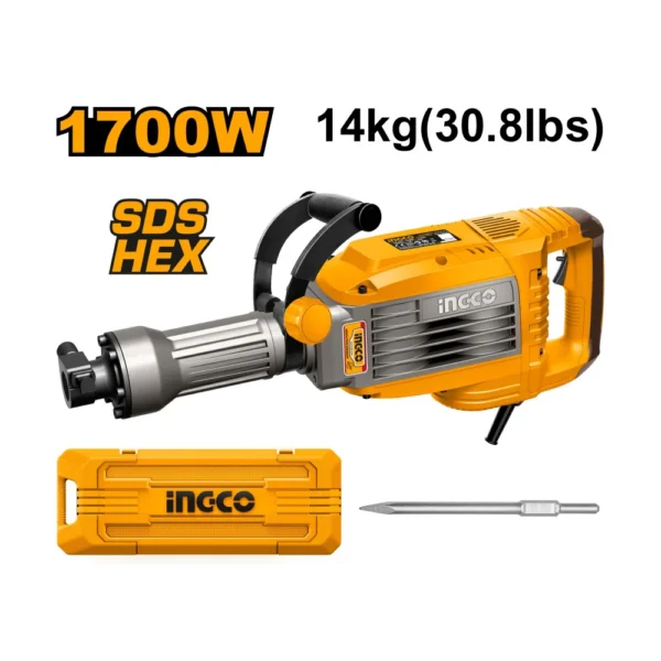 Máy Đục Bê Tông 1700W 50J mũi gài HEX Ingco PDB170068, Hàng Chính Hãng 01
