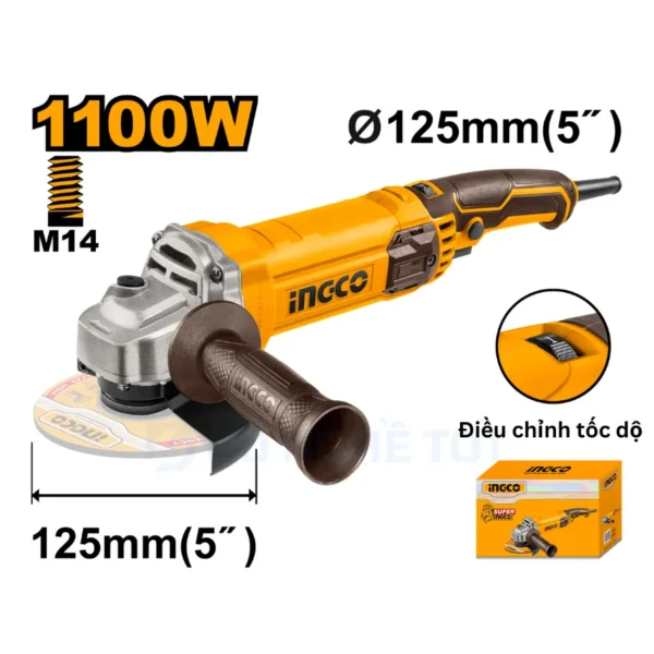 Máy Mài Góc 1100W Có Chỉnh Tốc Đĩa 125mm Ingco AG1100385 Giá Tốt
