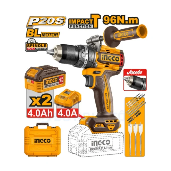 Máy Khoan Pin 3 Chức Năng 20V 96Nm Ingco CIDLI209686 Chính Hãng 02