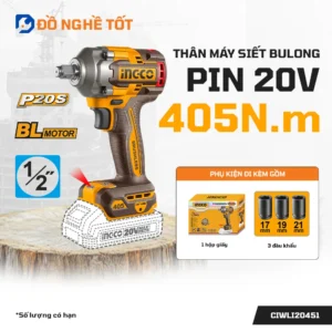 Thân Máy Siết Bu Lông Pin 20V 405Nm Ingco CIWLI20451 Giá Tốt