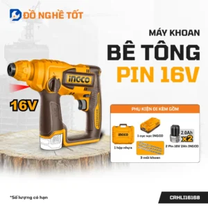 Máy Khoan Bê Tông Pin 16V Ingco CRHLI16168 Chính Hãng