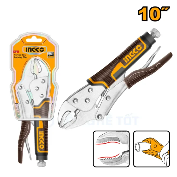 Kìm Bấm Chết Mỏ Cong 10 Inch Thép Carbon Ingco HCJLW0210 Chính Hãng 02