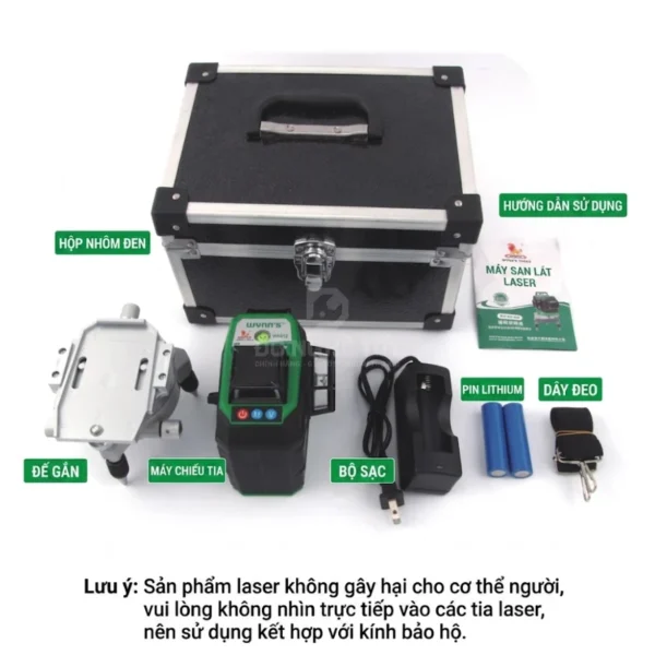 Máy cân bằng laser 12 tia xanh WYNN’S W8012 3D 360° tự cân bằng tầm 25m kèm pin sạc