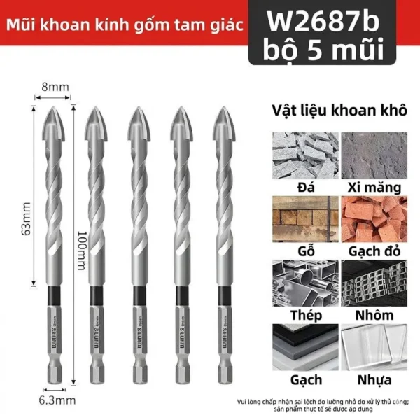 Mũi khoan 8mm đa năng, đầu chữ thập, chuôi gài. Wynn's W2687B