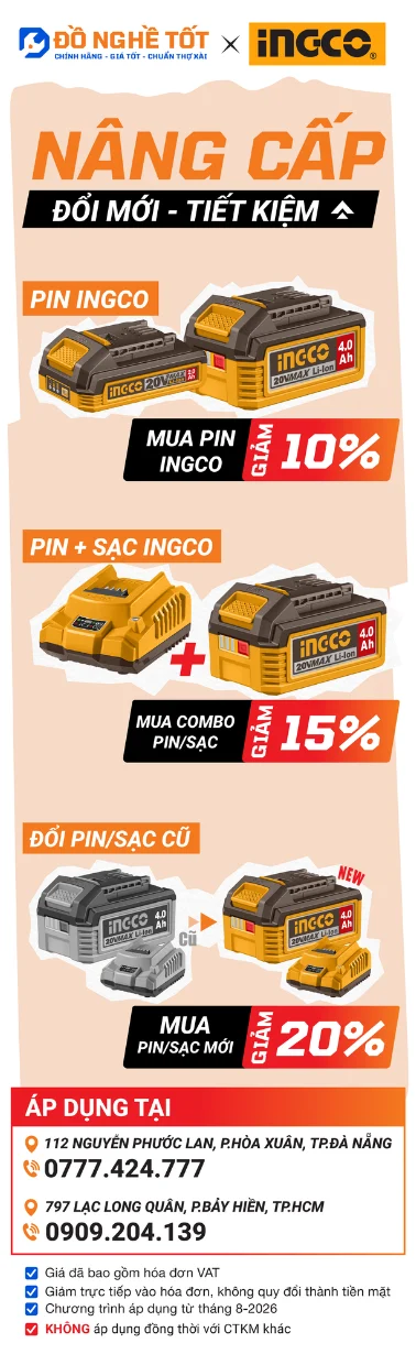 chương trình Thu pin cũ, đổi pin mới cho pin và sạc INGCO